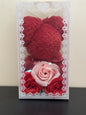 Bear towel and rose soap gift pack